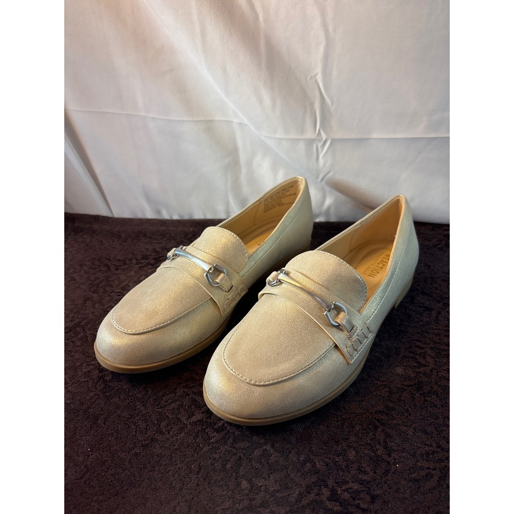 Kenneth Cole Reaction Great Loafer Champagne Gold Metallic Horsebit Shoes 7.5